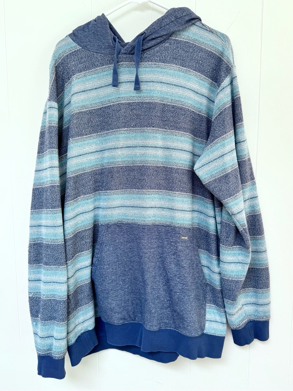 Rip Curl Surf Revival Men’s Striped Beach Hoodie Sweatshirt Kangaroo Blue XXL